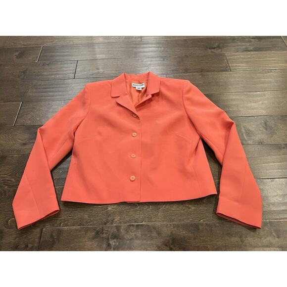 Pendleton Womens Peach Orange Shoulder Pads Button Up Blazers Size 10 Made USA - Picture 2 of 9